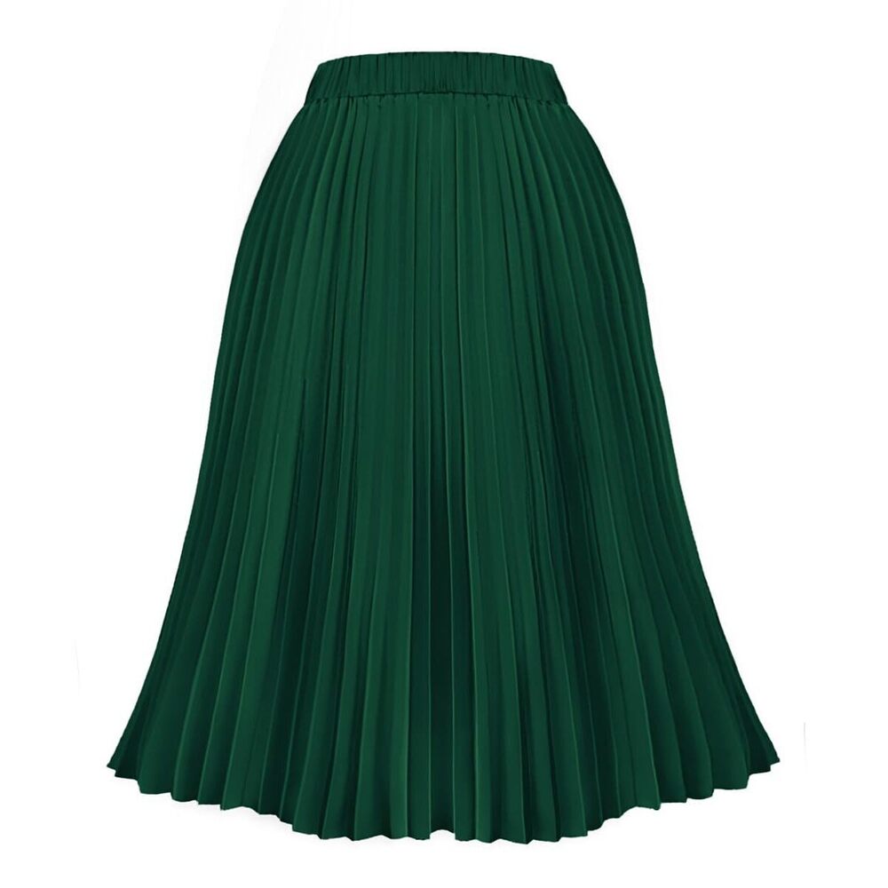 6199 Plus Size Skirt 4X High Elastic Waist Green Summer Flowy Skirts A Line
